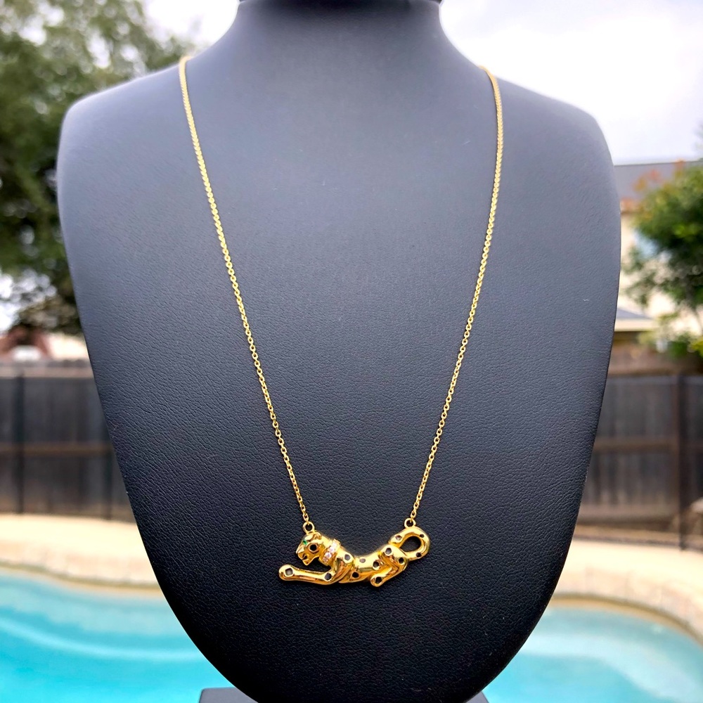 Solid 18k Gold (not plated) Panther Necklace